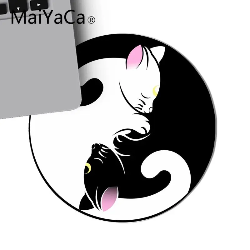 

MaiYaCa girl gift pad Yin Yang cat cute Office Mice Gamer Round Mouse Pad anime Soft Comfort Mouse Mat gaming mouse pad desk mat