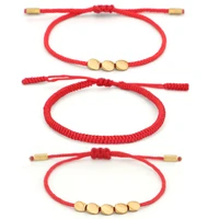 3pcsset copper beads braclet set tibetan buddhist lucky bracelet set handmade knots red rope bracelets bangles for women men