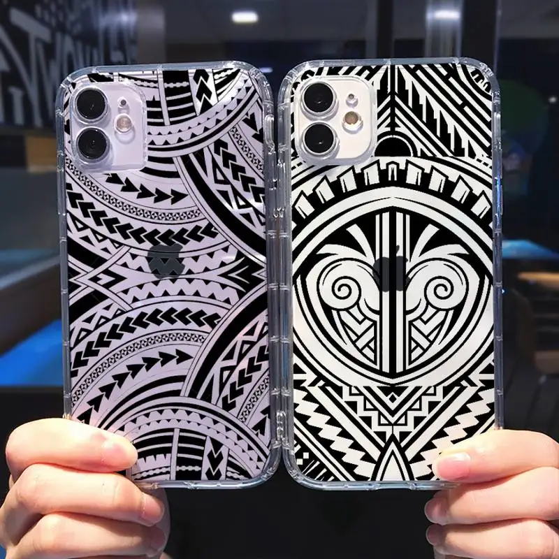 

Samoan tribal tattoo Phone Case Transparent soft For iphone 5 6 7 8 11 12 s c se plus mini x xs xr pro max cover Clear coque