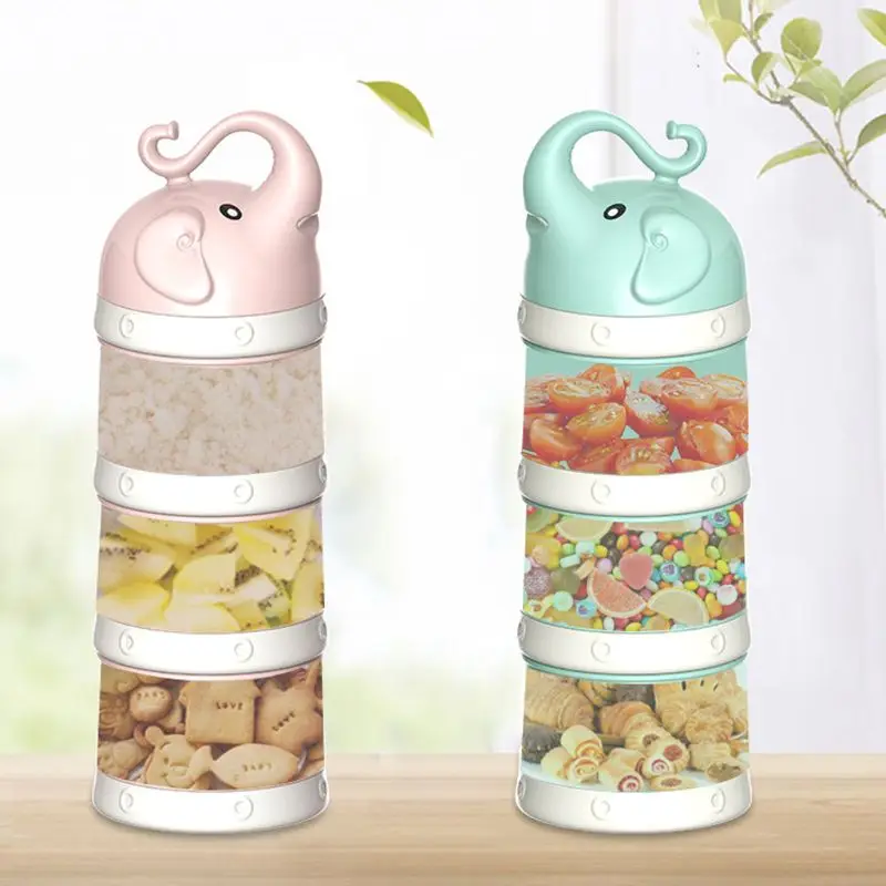 

3 layer Elephant Style Baby Food Storage Box 2019 Essential Cereal Cartoon Baby Milk Powder Boxes