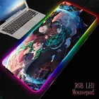 Большой коврик MRGBEST с RGB светодиодный для мышек с Ниме, коврик для мыши с рассекающим демонов киметсу No Yaiba, проводной USB Коврик для мыши, коврики для мыши 7 цветов для любителей компьютерных игр