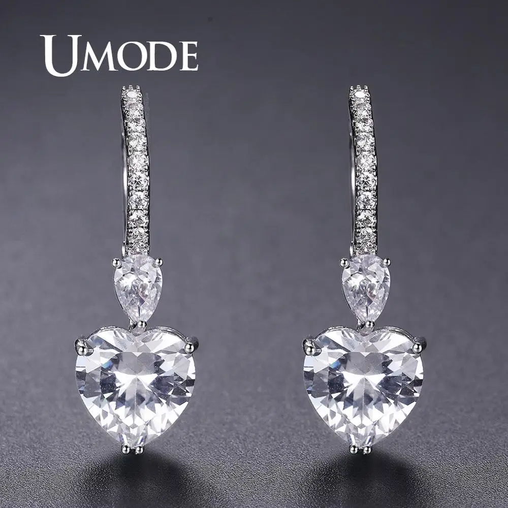 Модные серьги кольца UMODE в форме сердца для женщин и девушек Свадебные с милым