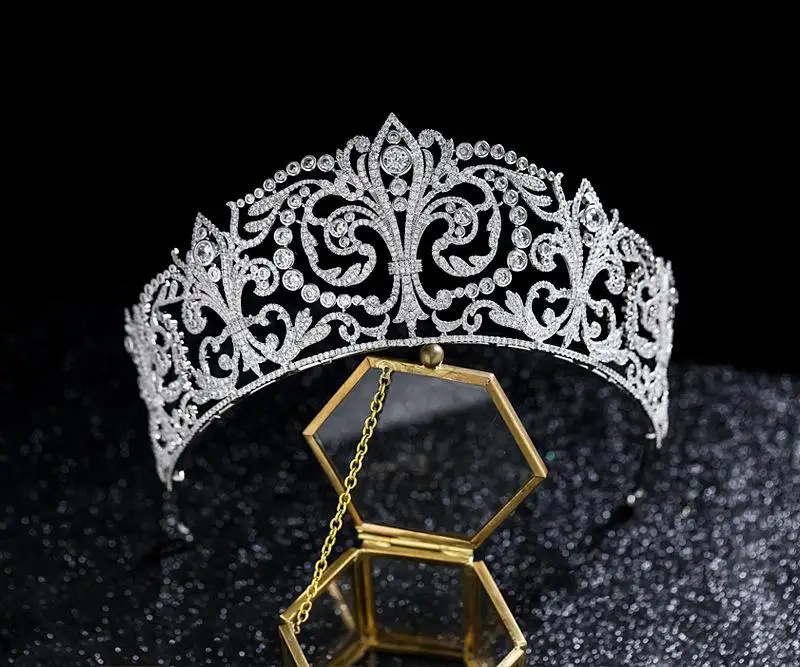 Тиары и короны серебряного цвета с фианитом AAA диадемы для вечернего платья