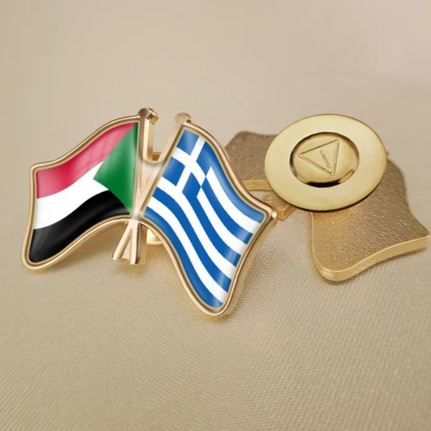 Судан и Греция перекрестные двойной флаг дружбы значков на булавке брошь значки