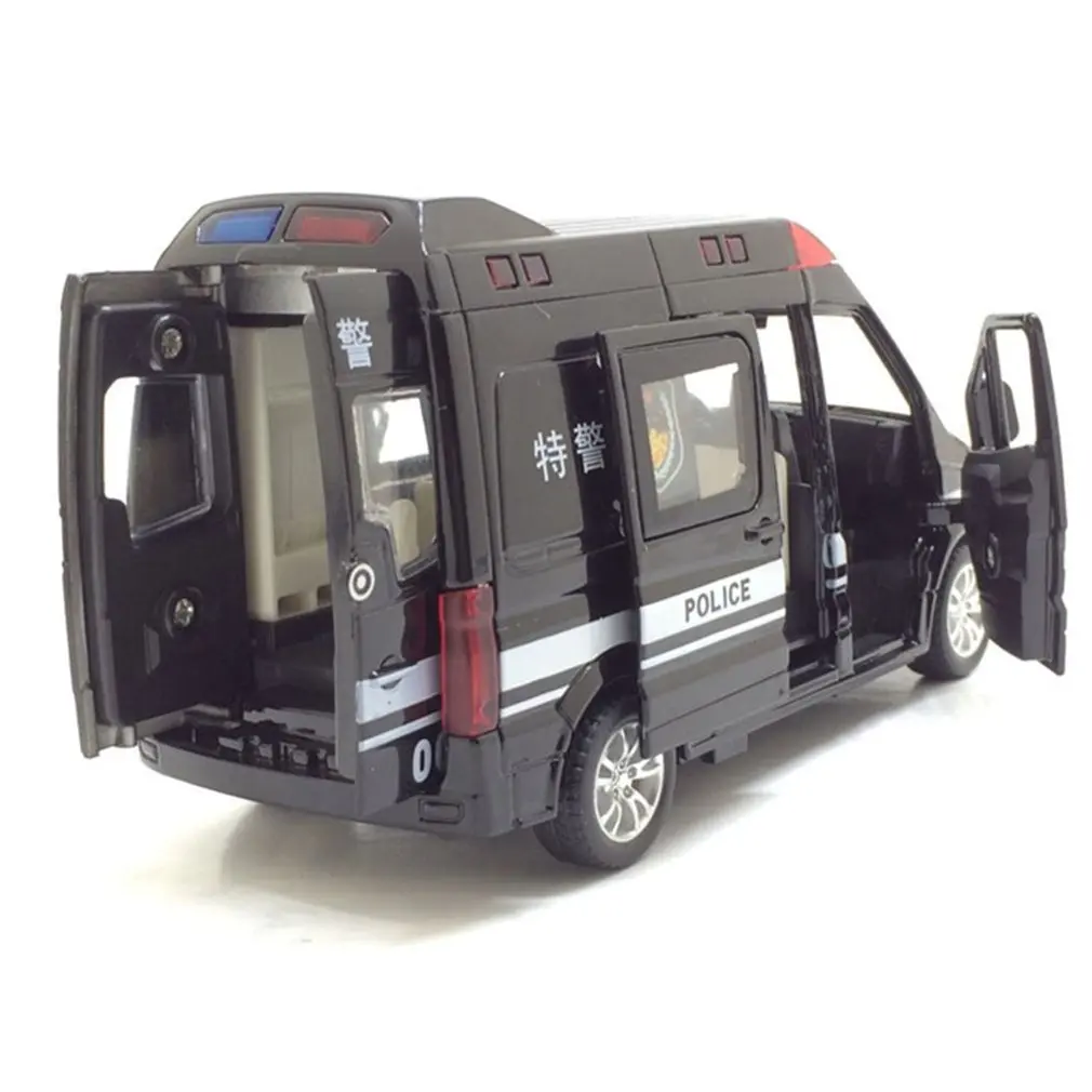 

1:32 5 Door Ambulance Police Car Special Police Car Express Car Alloy Car Model Pull Back Sound And Light Simulation Model