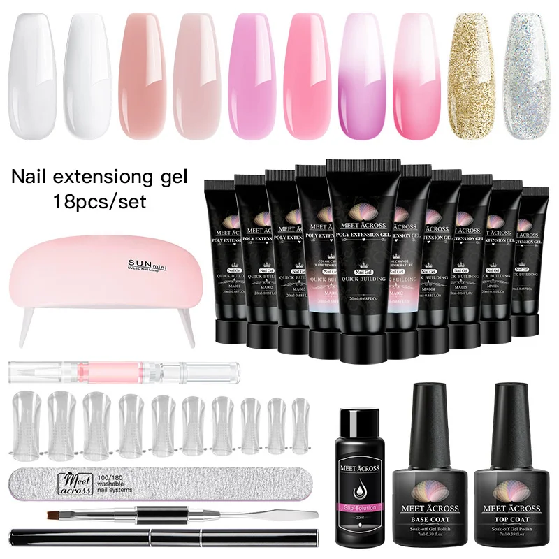 

Nail Extension Gel With UV LED Lamp Manicure Set Nail Gel Polish Kit Nail Art Tools For Manicure Need Base Top Coat Nail Kit 4.7