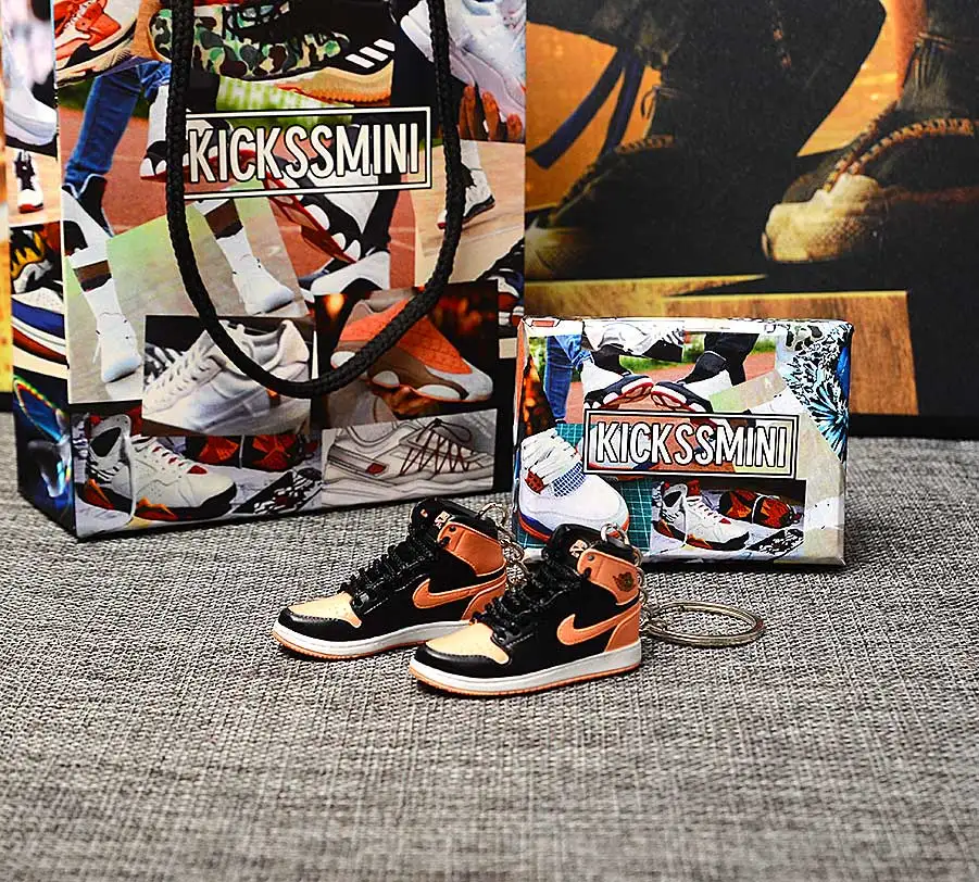 a pair w metal ring Персональный DIY Jordan Generation AIR JORDAN 1 chicago 3D кроссовок фигурный брелок сумка Подвеска парный брелок - Цвет: a pair w metal ring