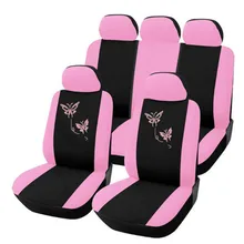 4/9pcs/set Pink Car Seat Covers Butterfly Embroidery Car-Styling Woman Seat Covers Automobiles Car Interior Accessories