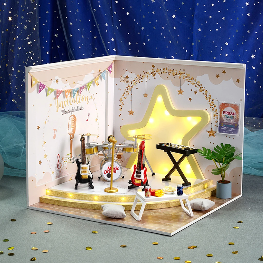 

Dollhouse LED Light Music Room Doll House Birthday Valentine Christmas Toy