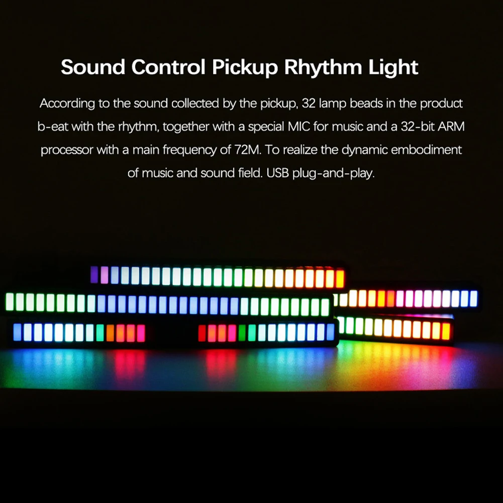 

RGB LED Light Sound Control Pickup Rhythm Light Car and Home Music Light Colorful Light Tube Energy-Saving Lamp