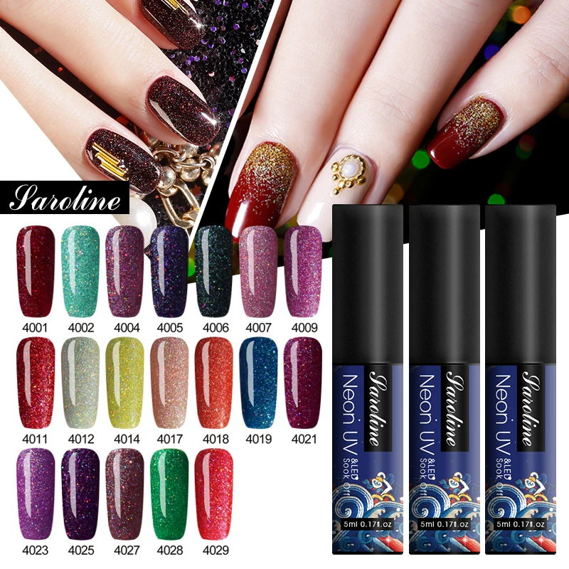 Неоновый Гель-лак для ногтей Saroline Радужный грунтовочный УФ-лак отмачиваемый