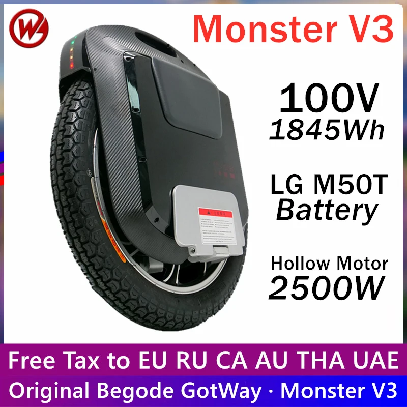 

Original Begode Gotway Monster V3 100V 2700WH Electric Unicycle 22inch Titan 3th Generation Monster Self Balance Scooter