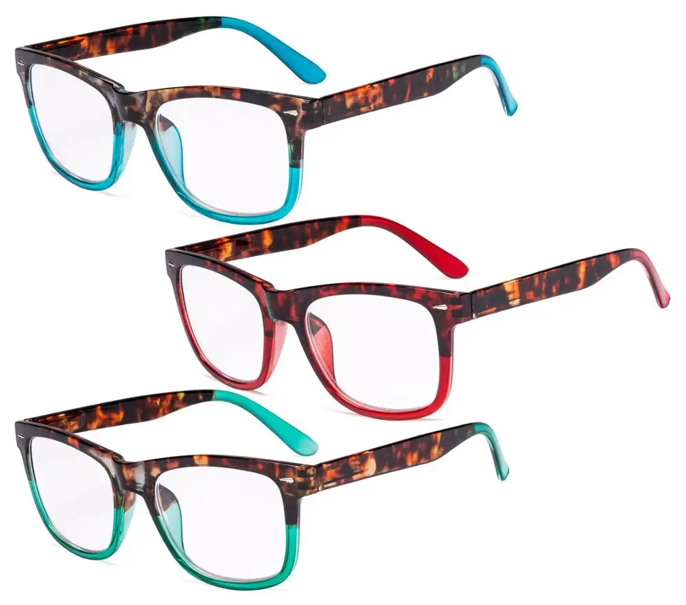3pcs-Mix R080D Eyekepper женские очки для чтения-3 пакет большие линзы Стильные Читатели для женщин - Цвет оправы: 3pcs-Mix
