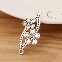 10 pieces tibetan silver flower connector charms for bracelet diy jewellery making findings 37x18mm