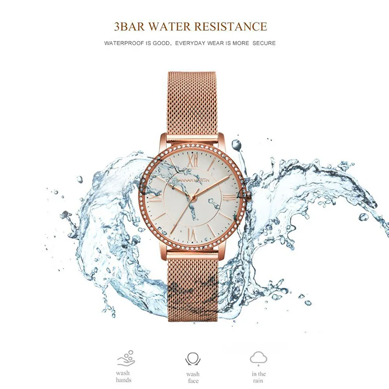 Часы женские Кварцевые водонепроницаемые из нержавеющей стали с сетчатым