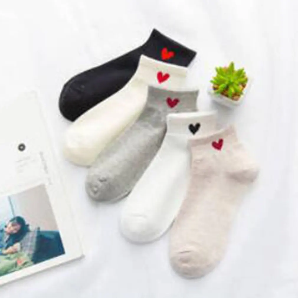 

Outdoor Cartoon Heart Pattern Short Socks Fashion Cute Women Funny Socks Female Casual Full Cotton Ankle Sock Soft Socks