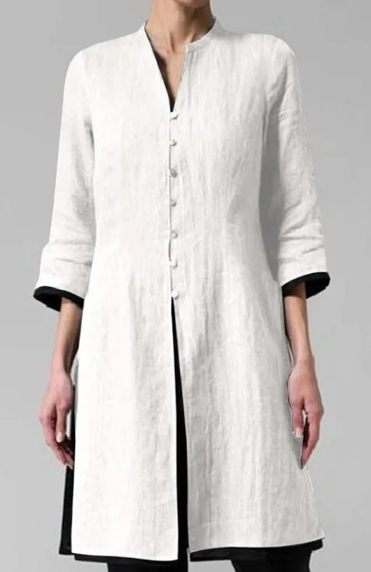 

2020 Summer Fashion Irregular Cotton and Linen Shirt Women White Green Red Gray Blouse Chinese Style Womens Clothes