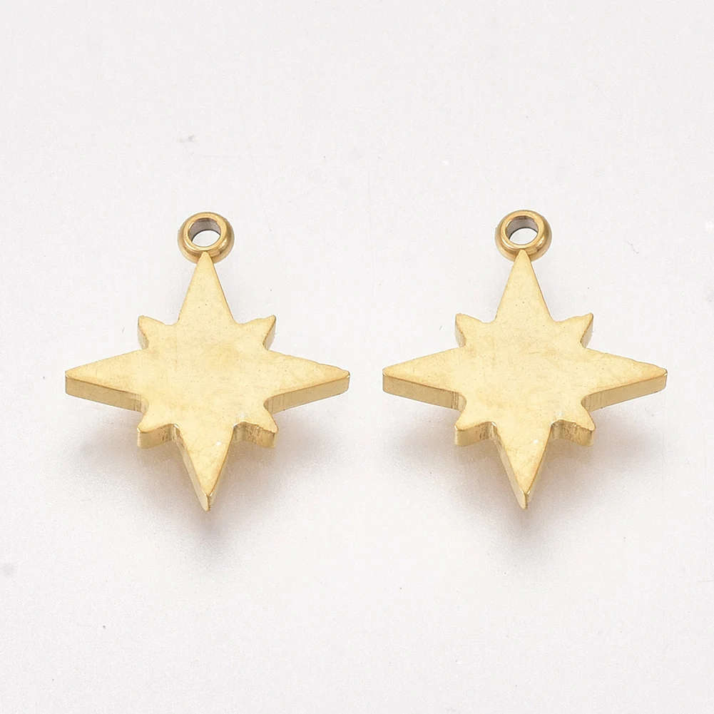 

5pcs 304 Stainless Steel Charms Golden Star Pendants For Necklaces Bracelets Jewelry Making 11.5x9.5x1mm, Hole: 1mm
