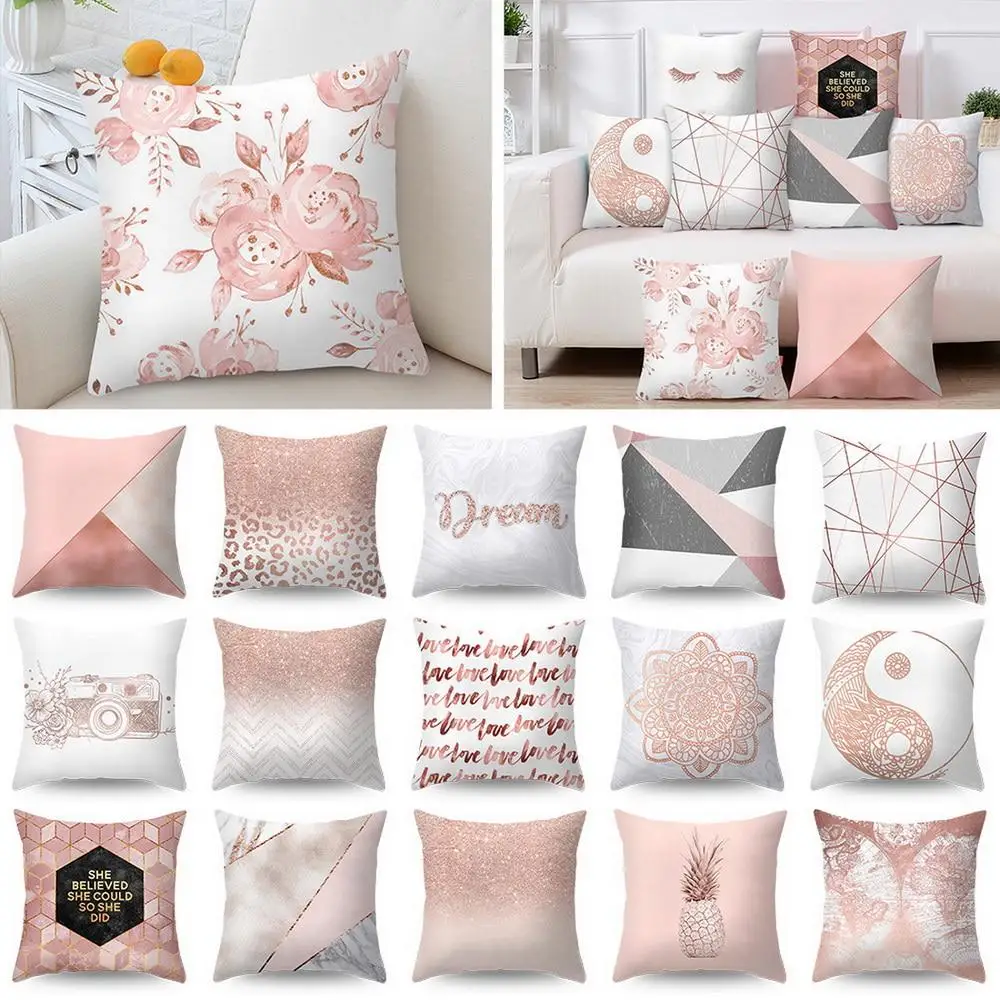 

Lash pillowcase rose gold geometric pineapple glitter polyester sofa decoration cushion cover pillowcase home decoration
