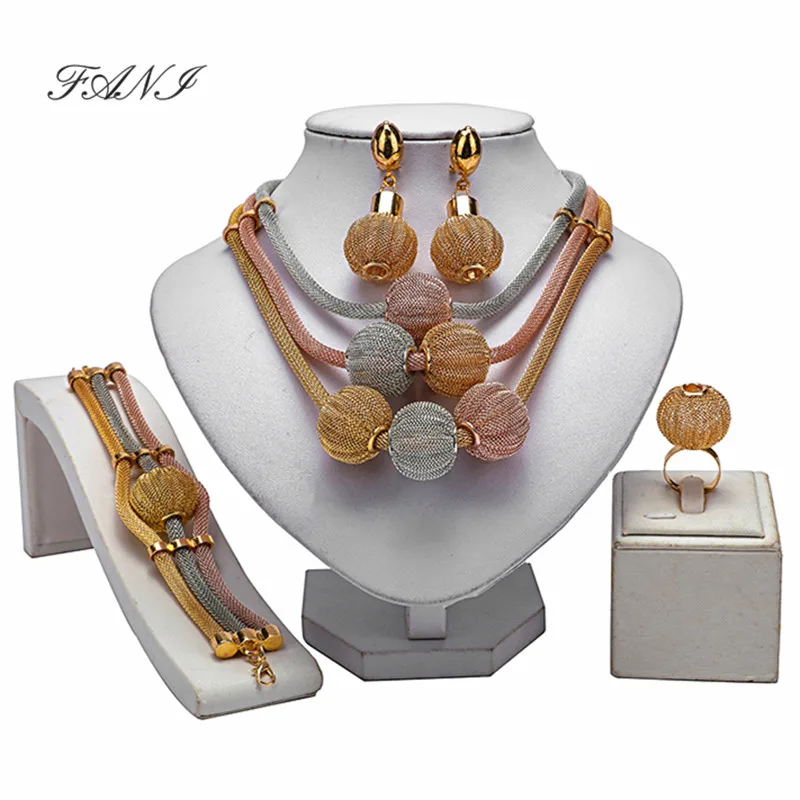 Fani Exquisite Dubai Gold Colorful Jewelry Set Nigerian Wedding woman accessories jewelry set Wholesale statement | Украшения и