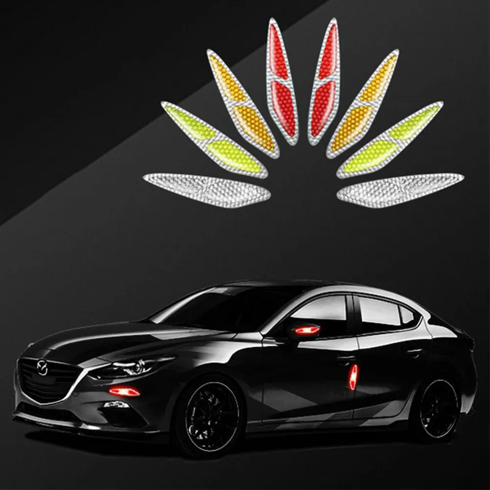 

2* Reflective Anti-collision Stickers Car Rearview Mirror Anti-Scratch Strip Reflective Modified Epoxy Sticker 4 Color