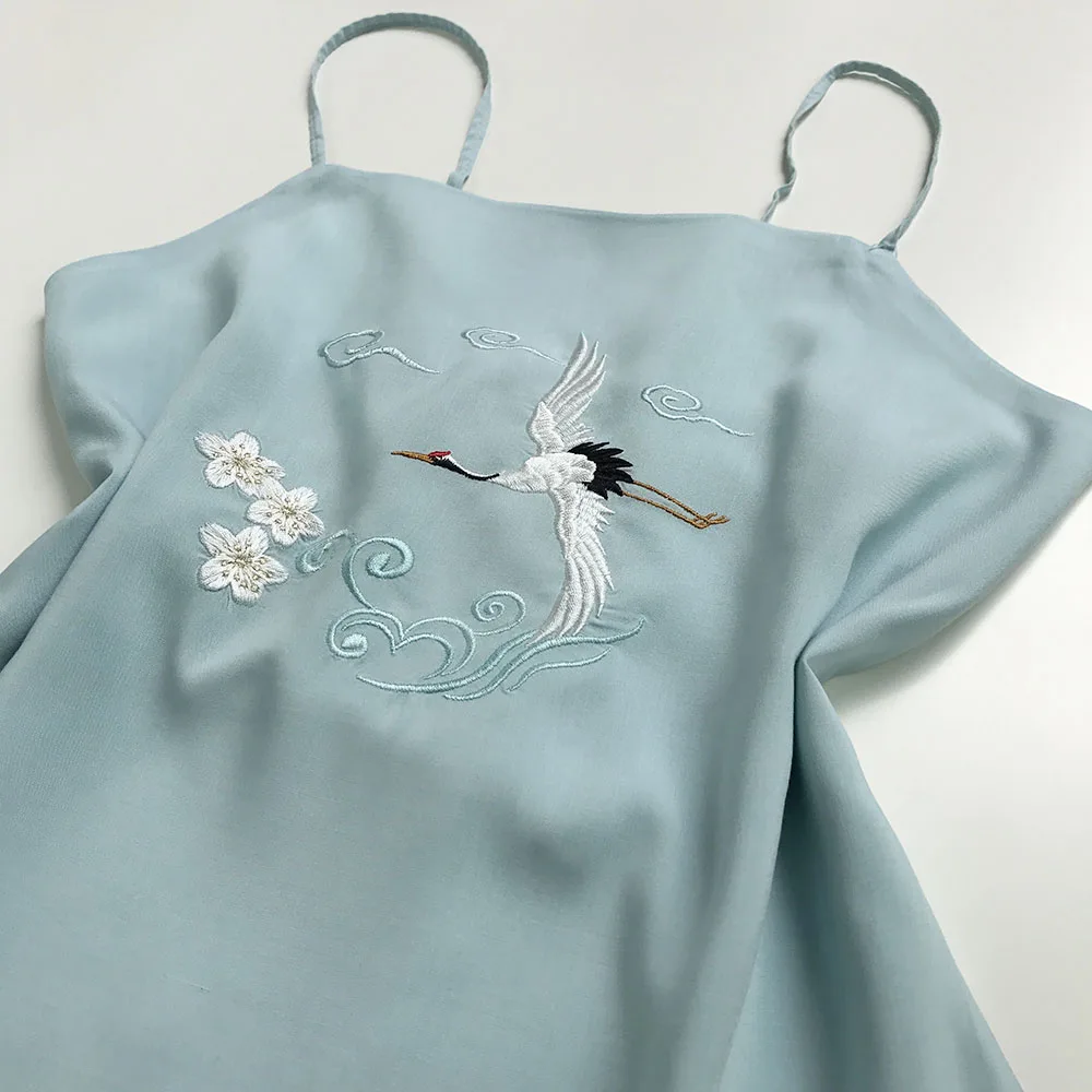 Китайский стиль женский hanfu костюм-ночная сорочка с вышивкой кран одежда Традиционный китайский красивый топ на бретелях для женщин hanfu