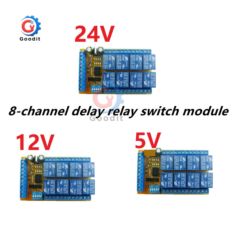 

8ch DC 5В 12В 24В DIP переключатель релейный модуль с задержкой защелка-шлепка Съемная самоблокирующаяся защелка Блокировка защелка кондиционер ...