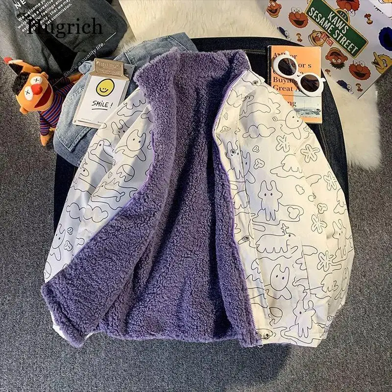 

Двустороннее Женское пальто из искусственной овечьей шерсти, зимнее женское пальто с длинным рукавом для студентов в Корейском стиле, верх...