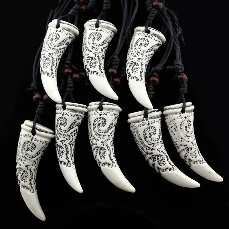 Ожерелье мужское в этническом стиле ретро ювелирное изделие с имитацией зуба