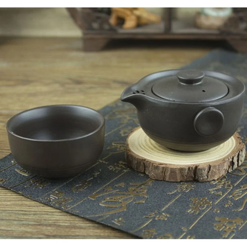 

Ceramics Black Tea Set Include 1 Pot 1 Cup, Travel Teapot Elegant Gaiwan,Beautiful And Easy Teapot Kettle,Kung Fu Teaset