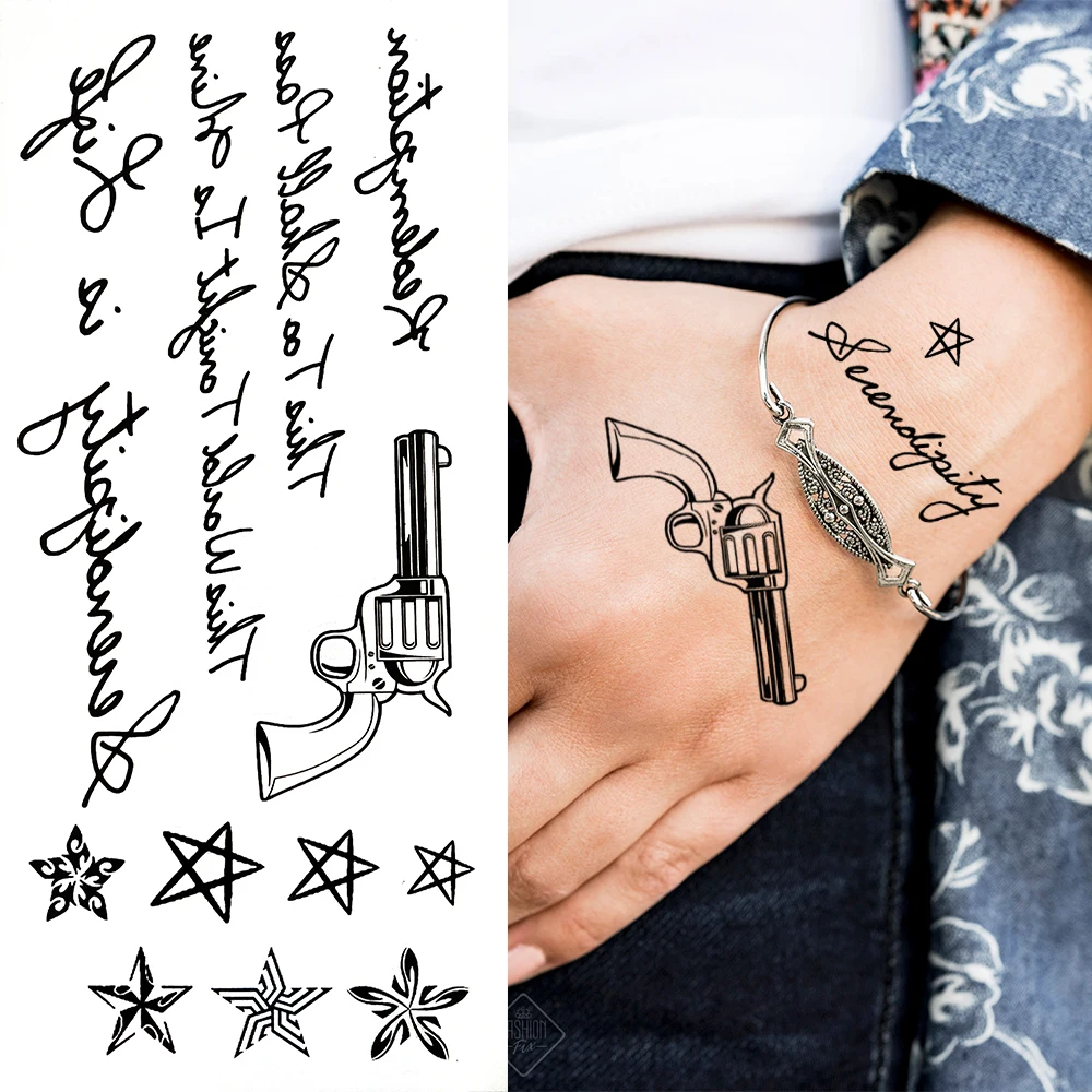 Inspired Quotes Small Temporary Tattoos For Women Kids Men Feather Flower Funny Fake Tattoo Sticker Arm Face Tatoos Finger images - 4