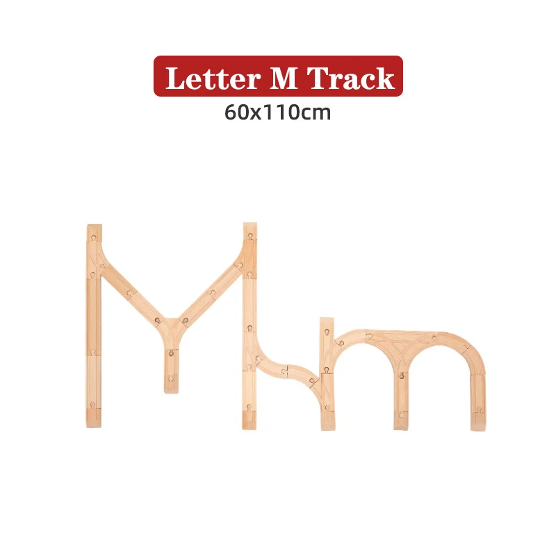 

Wooden Train Railway Letter Tracks Set Are Compatible With Brand Circular Tracks Interesting Rail Children's Educational Toys