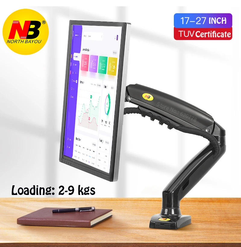 Новинка NB F80+ 2XUSB3. 0 настольная газовая пружина 17-2" ЖК-светодиодный держатель для монитора кронштейн полный движения Дисплей Стенд загрузка 2-9 кг