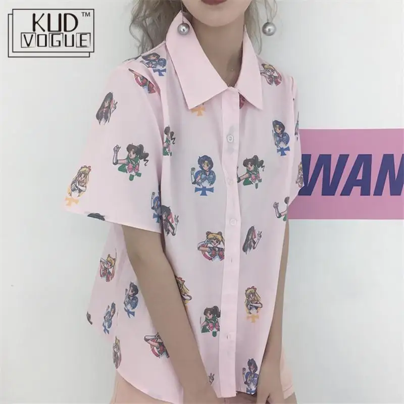 Розовая футболка с коротким рукавом и рисунком моряка Муна женская в стиле