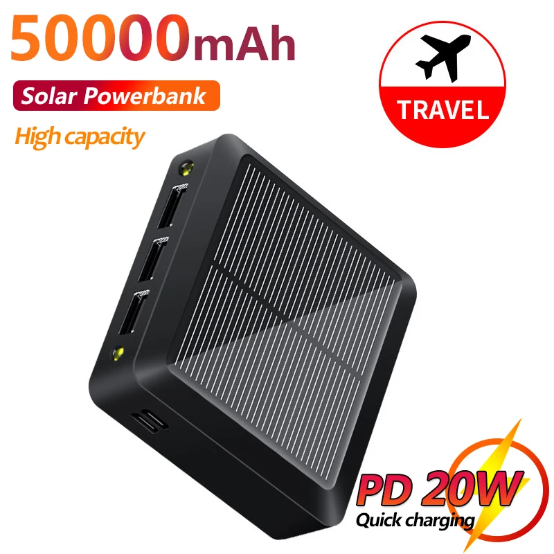 

Large Capacity 50000mAh Solar Power Bank Mini Portable Fast Charging Portable Battery Charger Battery for IPhone Xiaomi Samsung