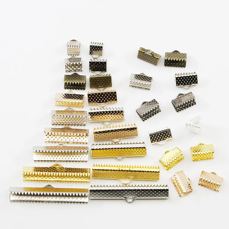 

50pcs/lot Crimp Beads Cove Clasps Cord Leather Clip Necklace Bracelet Connectors End Caps For DIY Jewelry Findings Supplies