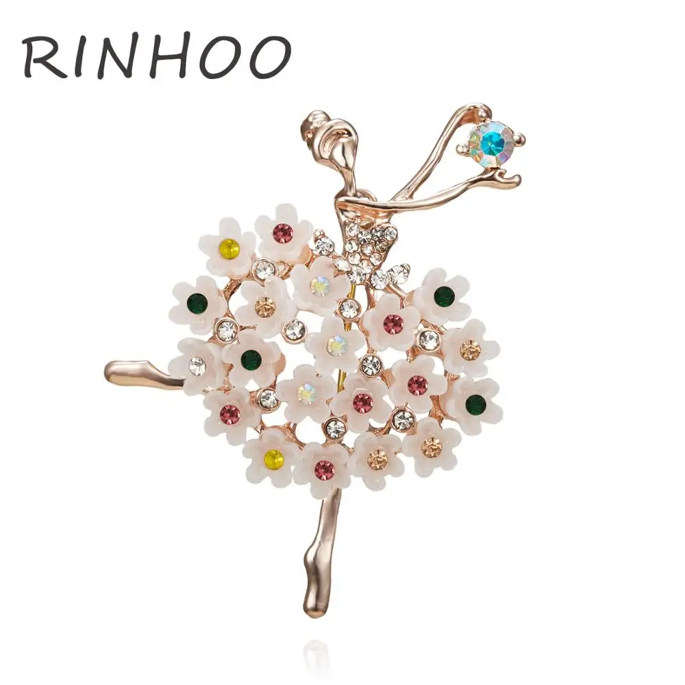 

RINHOO Dancing Girls Brooches Rhinestone Crystal Enamel Ballet Dancer Brooch for Women Pin Fashion Wedding Jewelry Gift