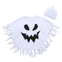 toddler kids baby halloween cosplay costume white ghost cloak tassels batwings poncho cape with beanie hat oufits 2 6t