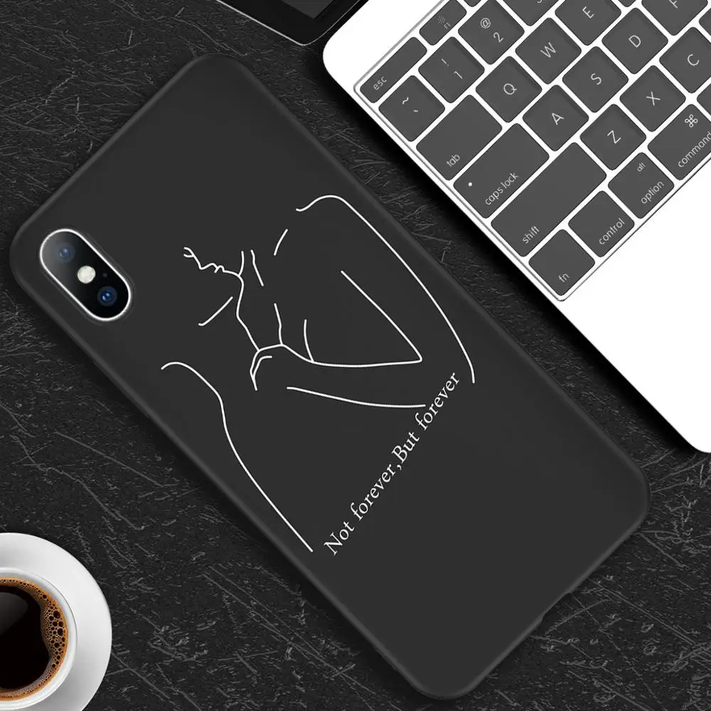 AC3410 Чехол для телефона для iPhone X XR XS 11 Pro Max 6 6s 7 8 Plus, абстрактное искусство, пара, любовь, сердце, рисунок, мягкий ТПУ Черный чехол - Цвет: AC3410