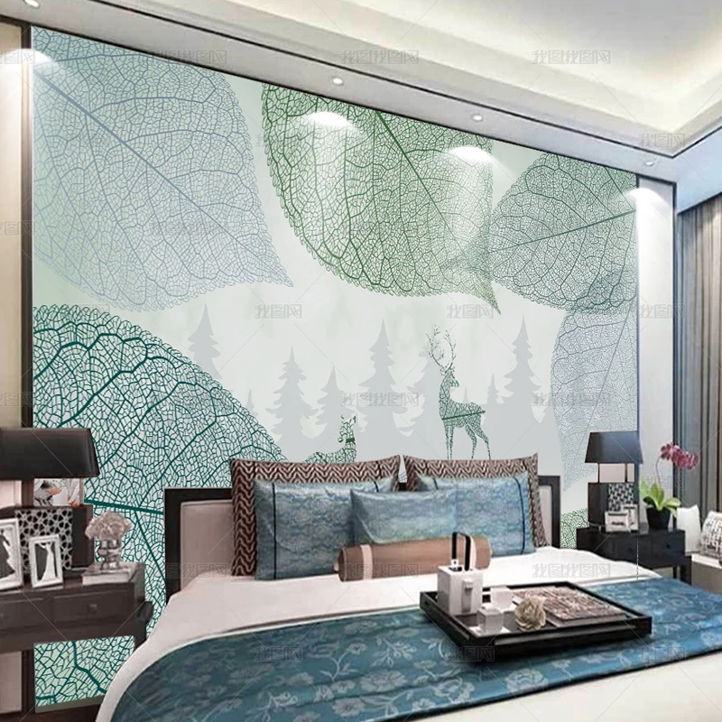 Jointless Hand Drawing Article Tree Leaves Custom Mural Wallpaper Living Room Bedroom TV Background Home Decor Silk Cloth | Обустройство