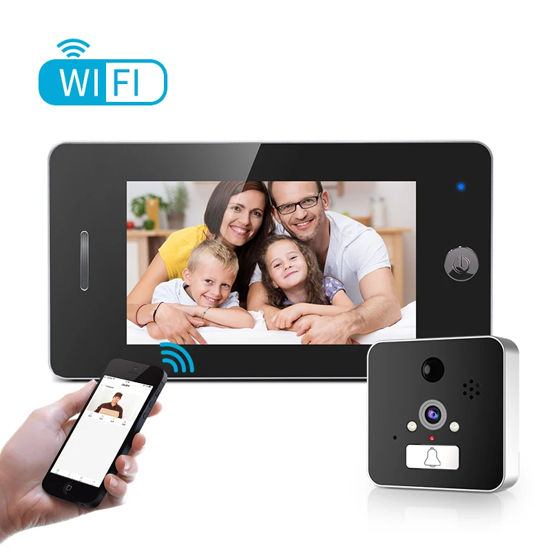 Wi-Fi камера для просмотра дверей 4 3-дюймовый HD умный глазок монитор поддержка PIR