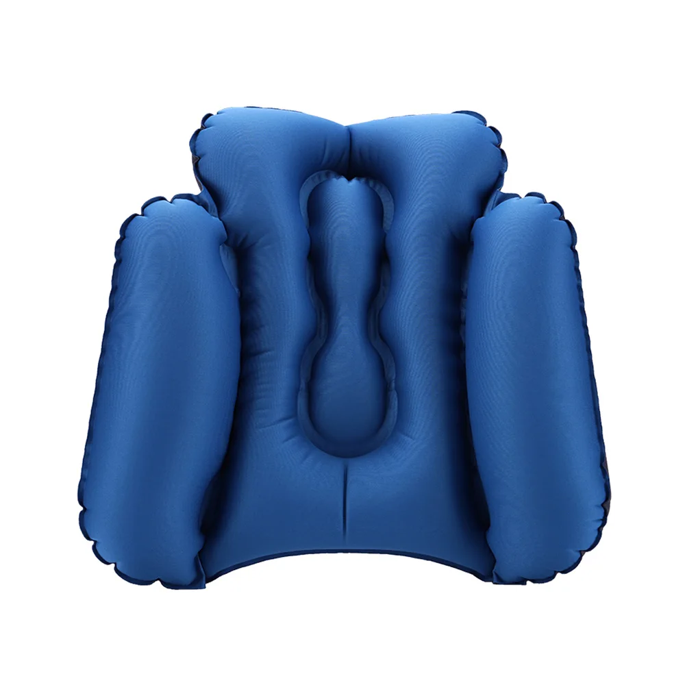 Blueberry Blue Portable Air Inflatable Waist Pillow Press Cushion Leisure Office Chair Travel Pillow Support Lower Back Cushion Storage Bag New - Цвет: Blueberry Blue