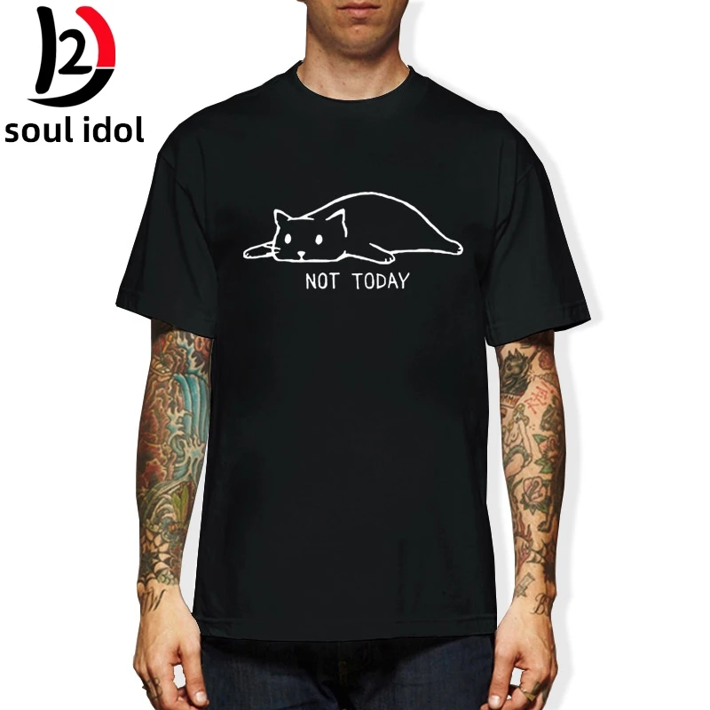 D2 мультфильм ленивый кот не сегодня футболка для мужчин Забавный подарок на день