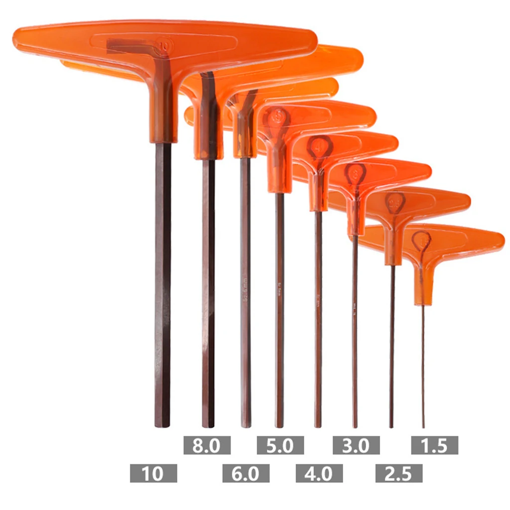 

Lengthened T-shaped Allen Wrench 1.5-10mm Flat Head Hex Driver Set with Comfort Grip Practical Manual Repair Tool Kit