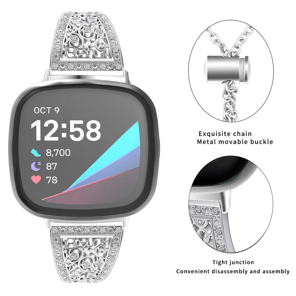 Bling Ленты Совместимость для fitbit versa 3 ремешка Выходная Одежда Металлический