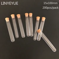 200pcspack 15100mm transparent plastic test tube with cork stopper u shape bottom for laboratory or wedding favours