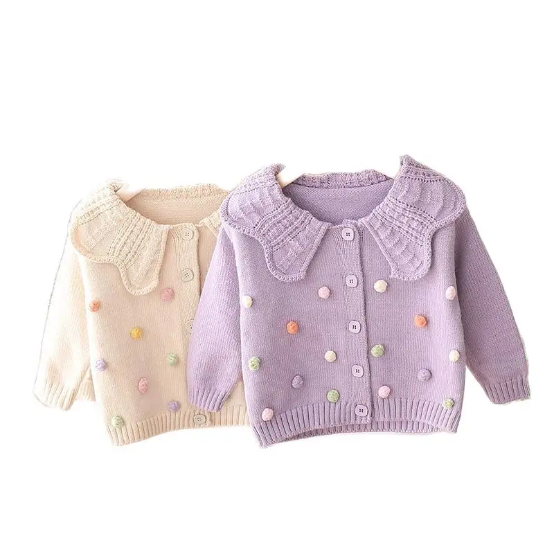 

Однобортный свитер для девочек, вязаный кардиган на весну и осень, новинка 2021, P4442