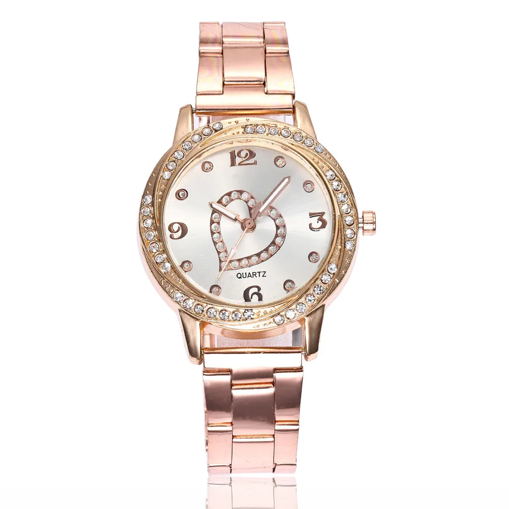 

Heart Pointer Stainless Steel Watch Women Quartz Watch Elegant Gift Diamond Party Watch 2020