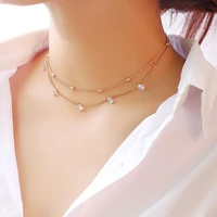 new crystal zircon chain layer necklace gold rhinestone necklace summer zircon pendant womens shining necklace necklace jewelry