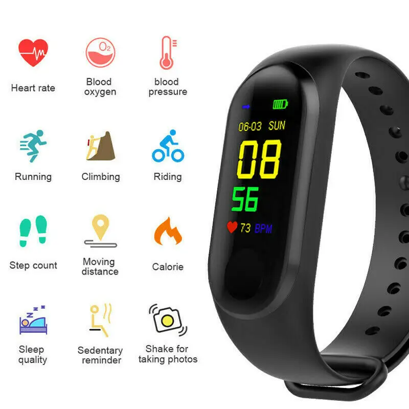 

Smart Watch Fitness Sports Tracker Heart Rate Blood Pressure Monitor Bracelet